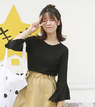 Shirt Trumpet Sleeved Korean