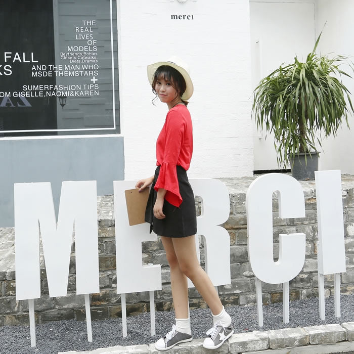 Shirt Trumpet Sleeved Korean