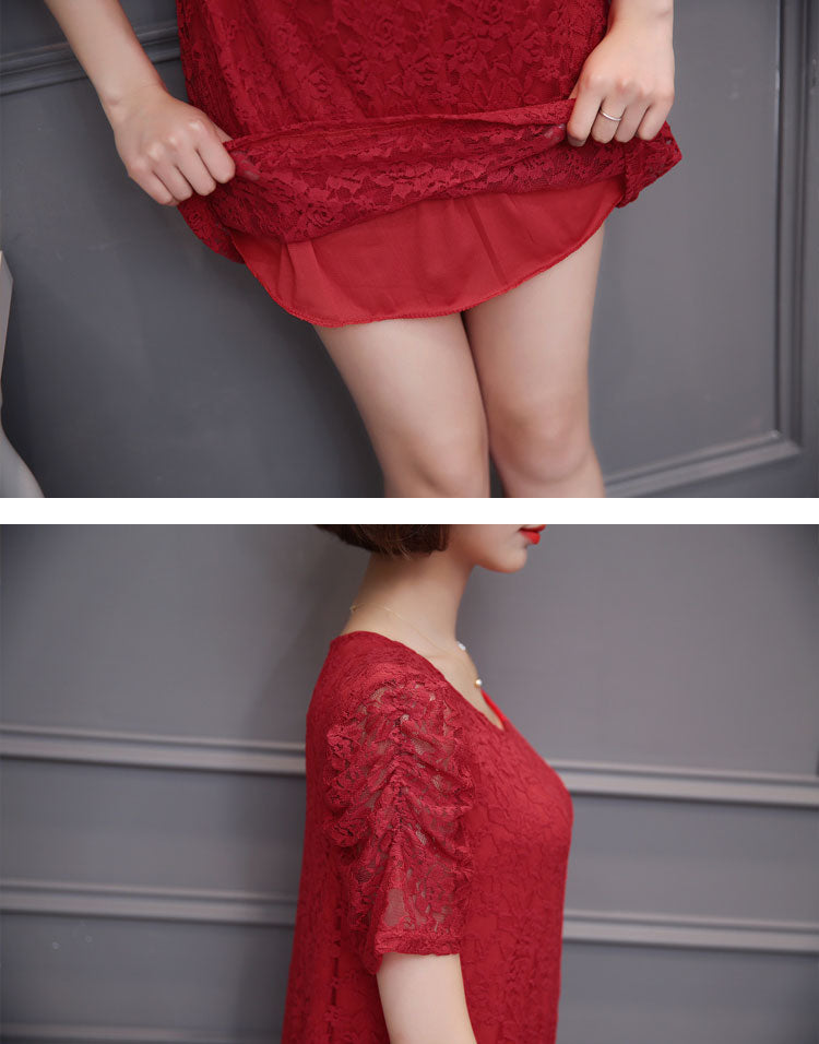 Lace Short Sleeved Elegant Dress