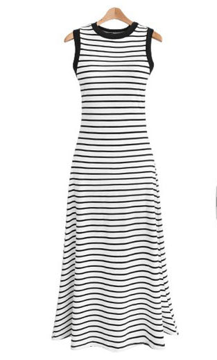 Striped Sleeveless Simple Summer Long Dress