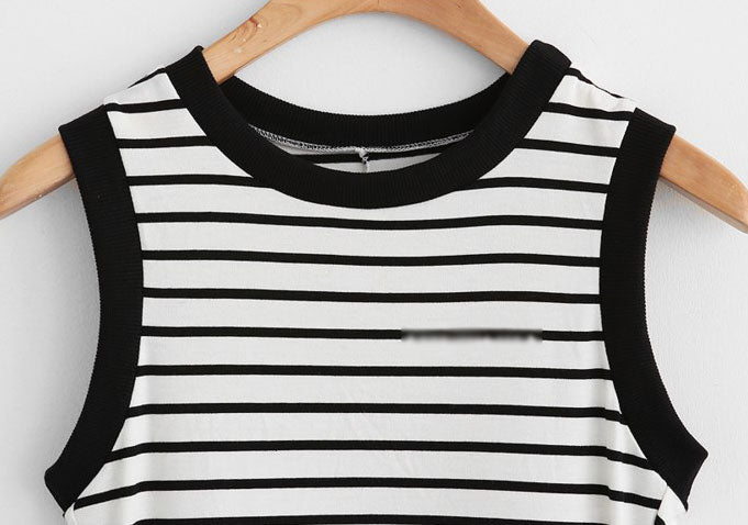 Striped Sleeveless Simple Summer Long Dress