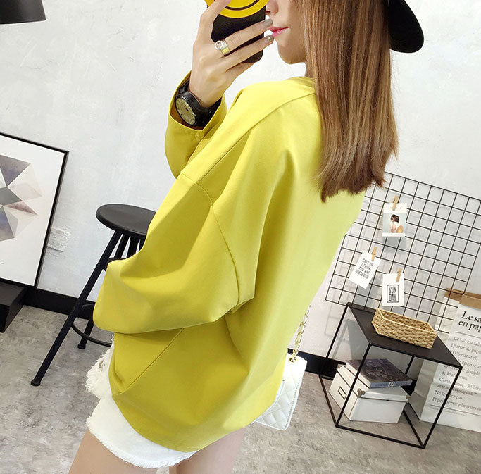 Shirt Dew Collar Long Sleeved V-Neck Trendy