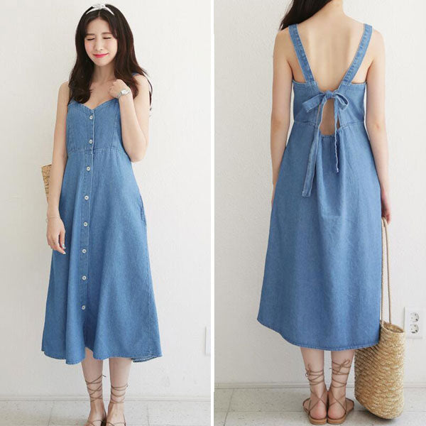 Dress Jeans New Korean Style Sleeveless Back Hole