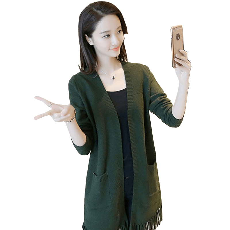 Tassel Long Sleeves Knitting Cardigan Korean Style