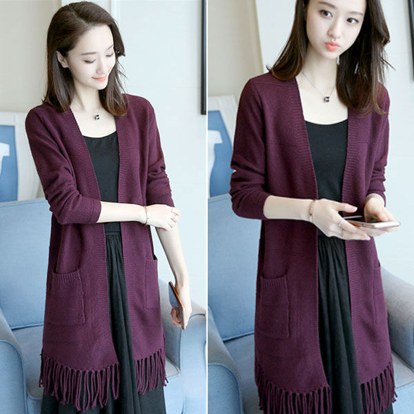 Tassel Long Sleeves Knitting Cardigan Korean Style