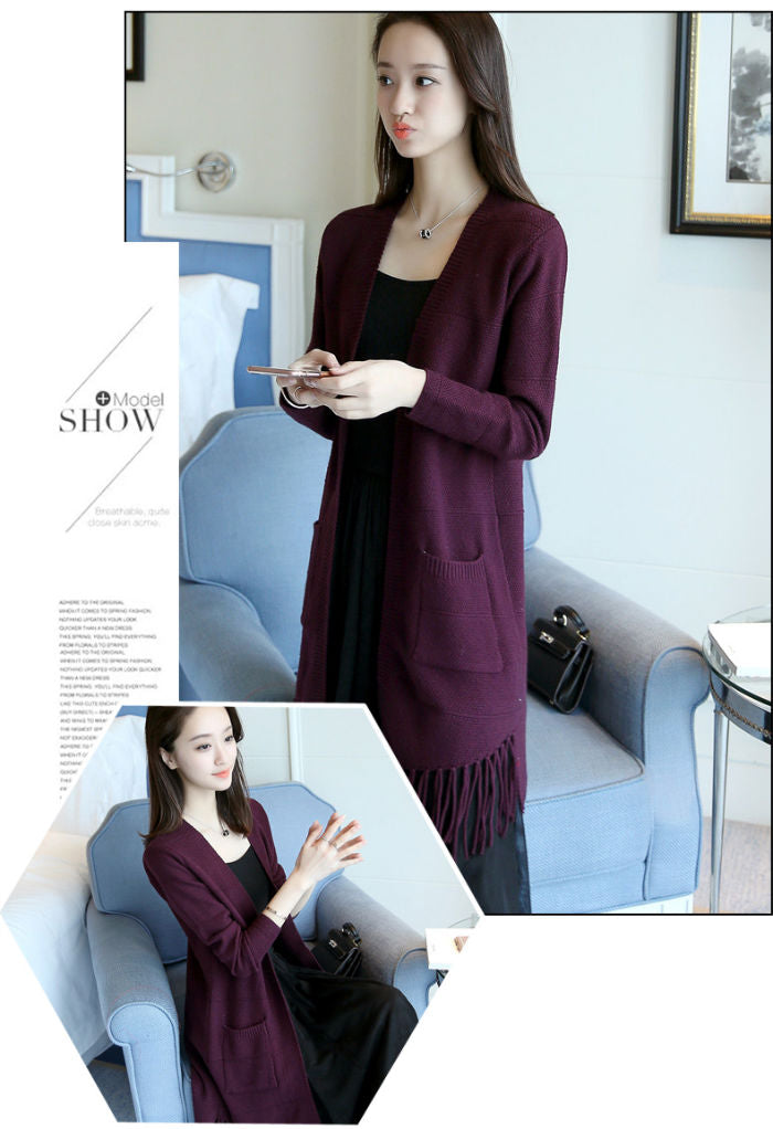Tassel Long Sleeves Knitting Cardigan Korean Style