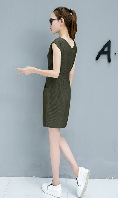 Dress Wanita Garis Garis You Can See dengan Sabuk