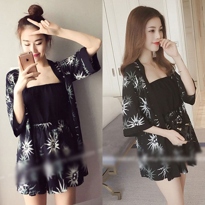 Setelan Celana Terusan Wanita dan Cardigan Musim Panas