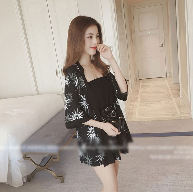 Setelan Celana Terusan Wanita dan Cardigan Musim Panas