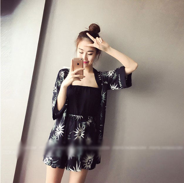 Setelan Celana Terusan Wanita dan Cardigan Musim Panas