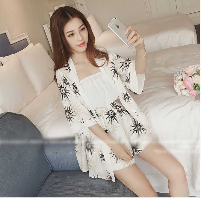 Setelan Celana Terusan Wanita dan Cardigan Musim Panas