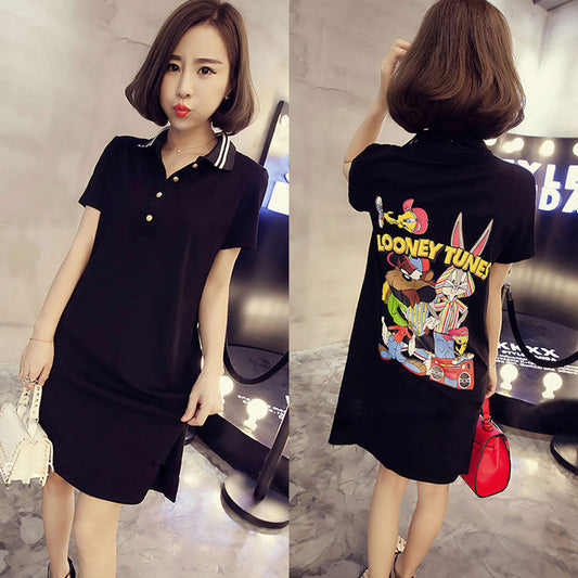 Dress Polo Katun Looney Tunes Kerah Lengan Pendek