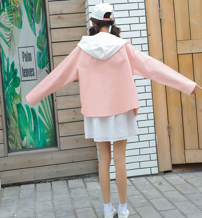 Jaket Style Harajuku Kancing Depan Hoodie Import