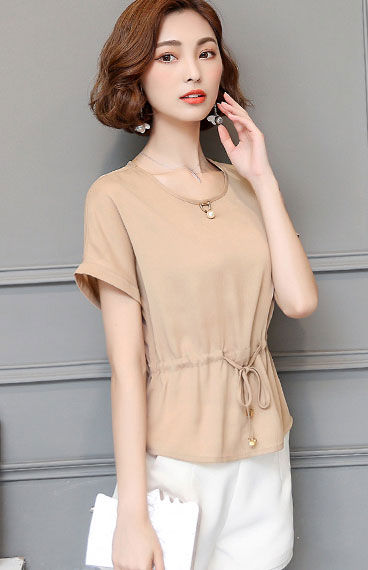 Atasan Wanita Sifon Lengan Pendek Serut Import