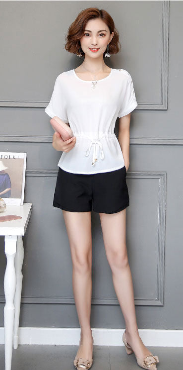 Atasan Wanita Sifon Lengan Pendek Serut Import