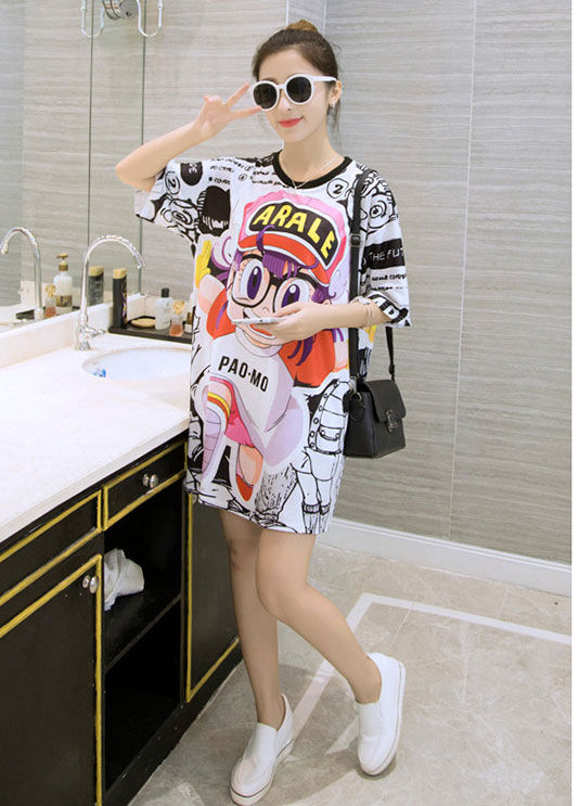 Dress Katun Kartun Arale Lengan Pendek Jumbo Import