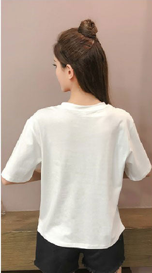 Kaos Bordir Manik Lengan Pendek Fashion Korea