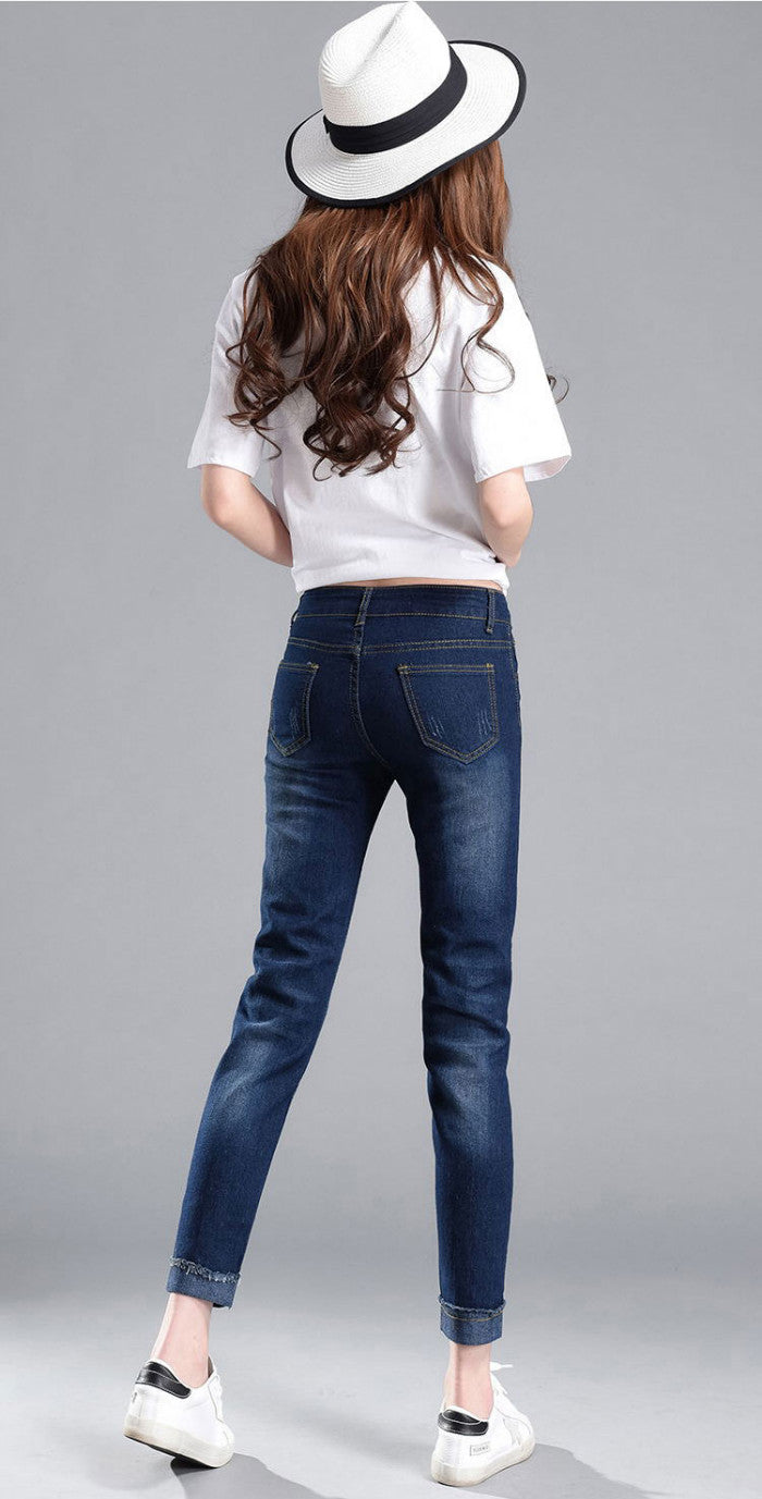 Celana Panjang Wanita Jeans Pensil Bordir Mickey