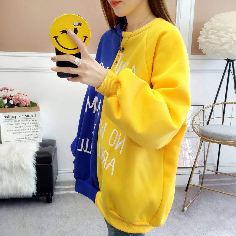 Sweater Dua Warna Jumbo Lengan Panjang
