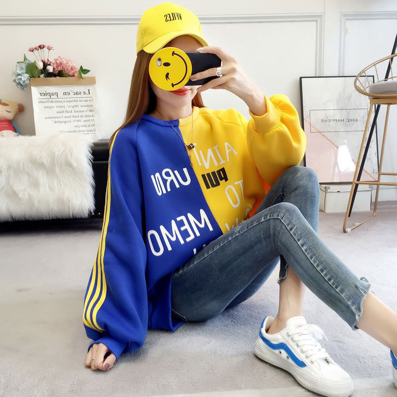 Sweater Dua Warna Jumbo Lengan Panjang