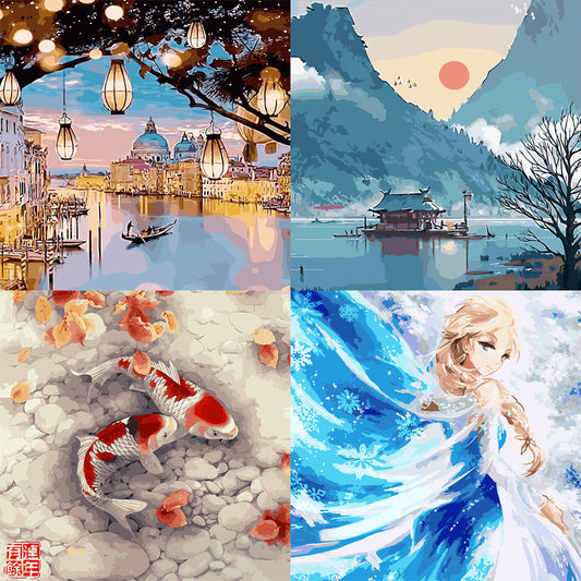 Canvas Paint By Number Kit Digital Oil Painting DIY Lukisan 40 x 50 Seri D