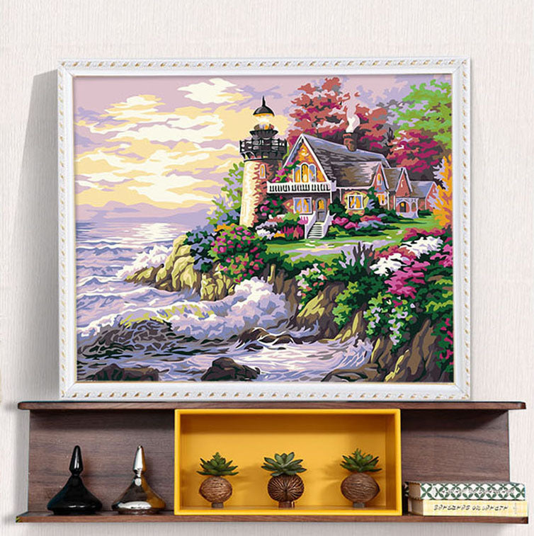 Canvas Paint By Number Kit Digital Oil Painting DIY Lukisan 40 x 50 Seri C