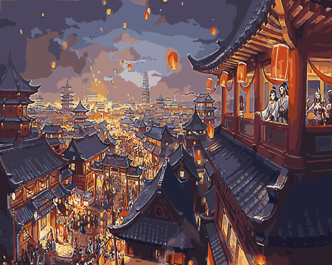 Canvas Paint By Number Kit Digital Oil Painting DIY Lukisan 40 x 50 Seri F