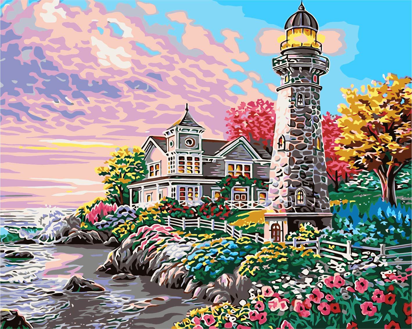 Canvas Paint By Number Kit Digital Oil Painting DIY Lukisan 40 x 50 Seri H