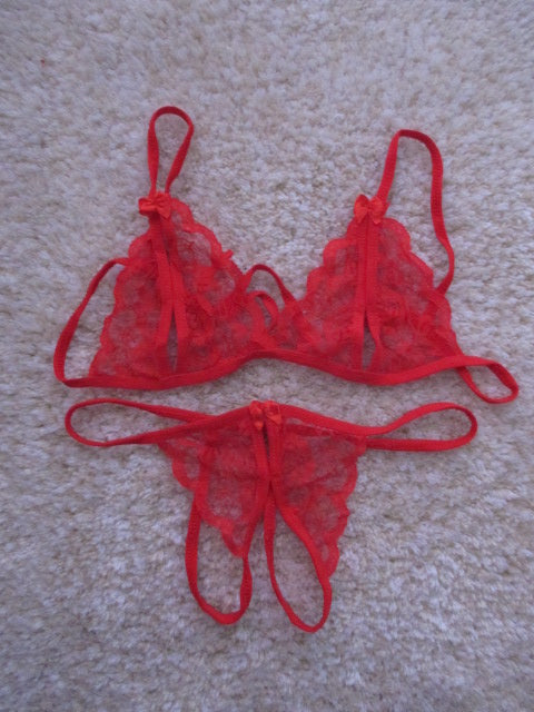 Lingerie Two Pieces Open Chest and Crotch Lace CU1026
