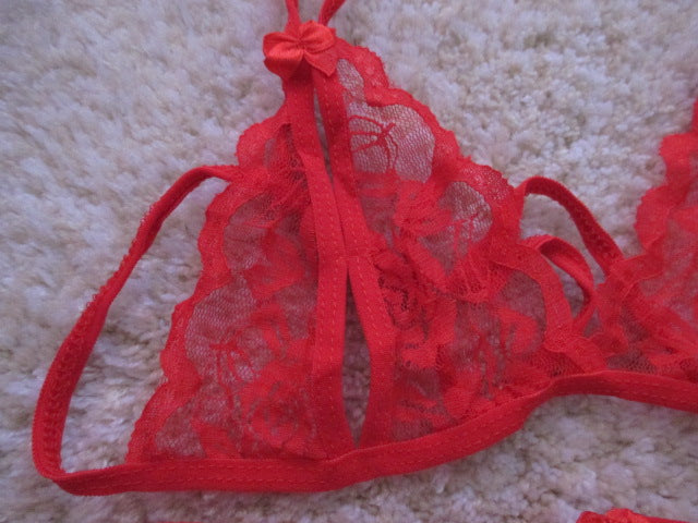 Lingerie Two Pieces Open Chest and Crotch Lace CU1026