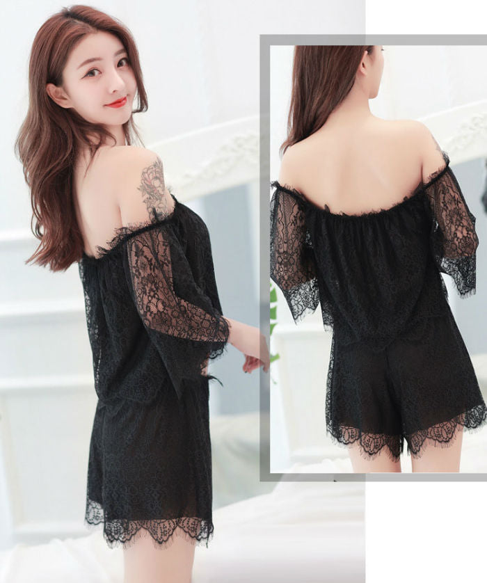 Lingerie Two Pieces Top and Pants Sleeved Strapless