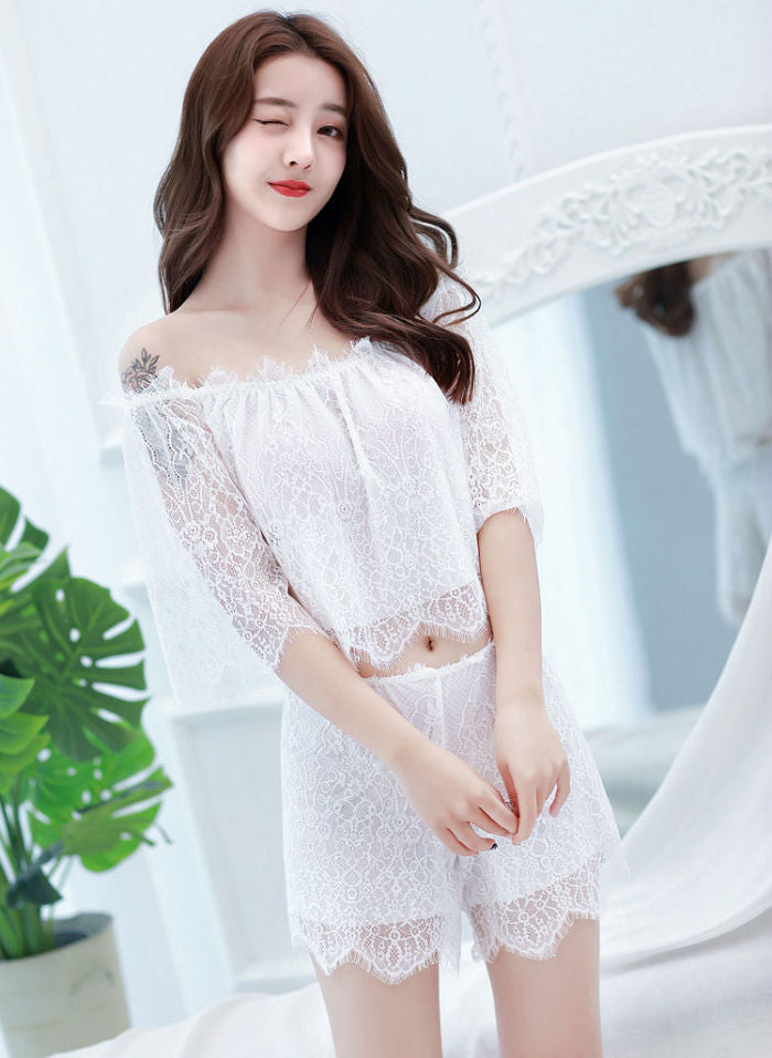 Lingerie Two Pieces Top and Pants Sleeved Strapless