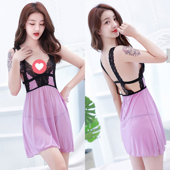 Lingerie Babydoll Two Tones Lace Upper and Straps