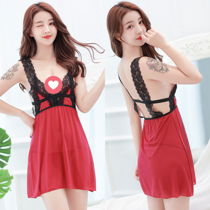 Lingerie Babydoll Two Tones Lace Upper and Straps