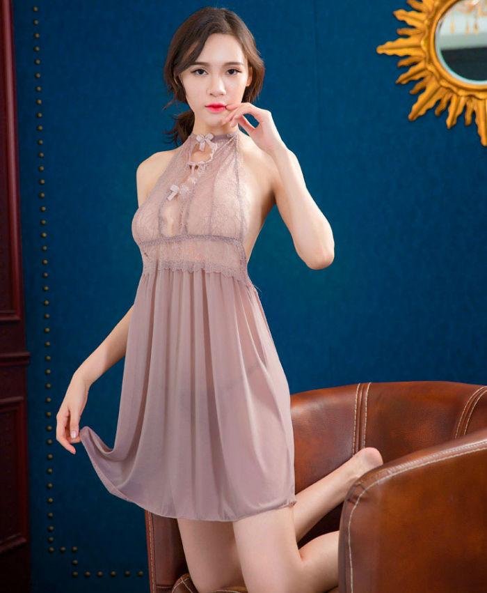 Lingerie Babydoll Lace Chest Halter Neck CU8408