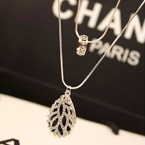 Diamond Pendant Double Chain Fashion Jewelry Necklace