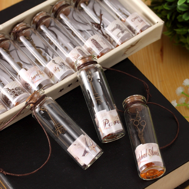 Gantungan Botol Kaca Retro Harapan Vintage Wishing Bottle Souvenir
