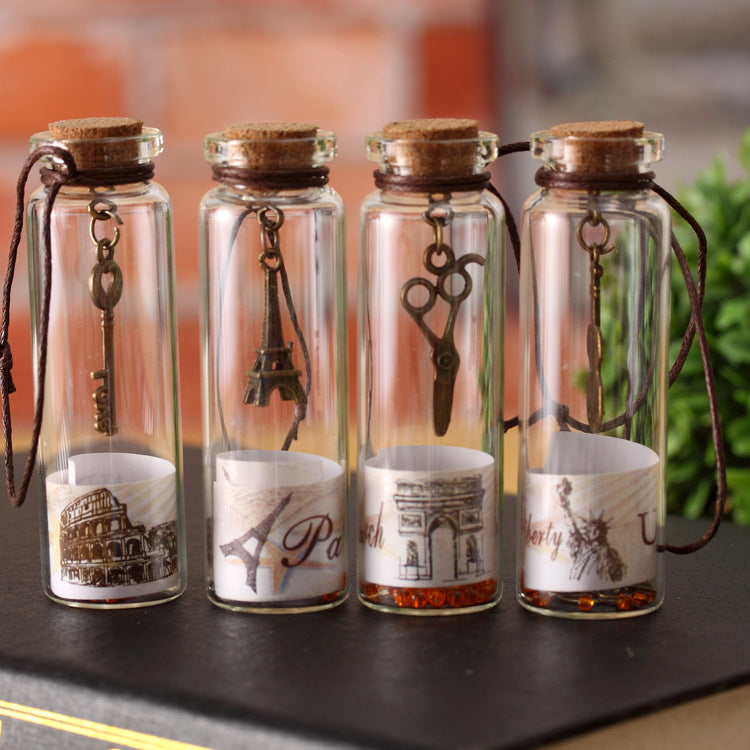 Gantungan Botol Kaca Retro Harapan Vintage Wishing Bottle Souvenir