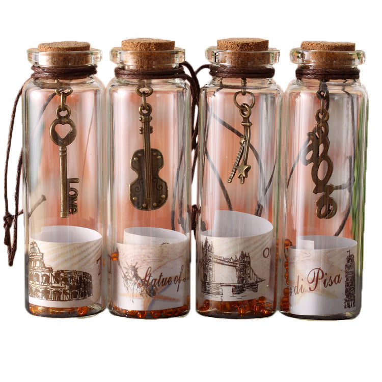 Gantungan Botol Kaca Retro Harapan Vintage Wishing Bottle Souvenir