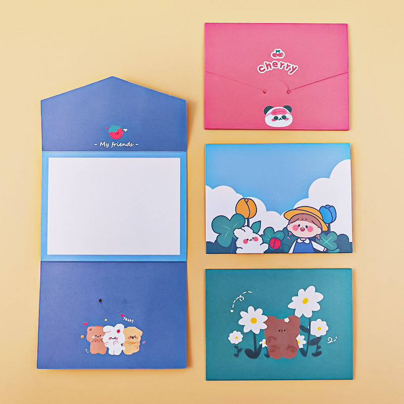 Kartu Ucapan Mini Lipat Greeting Card Karakter Lucu