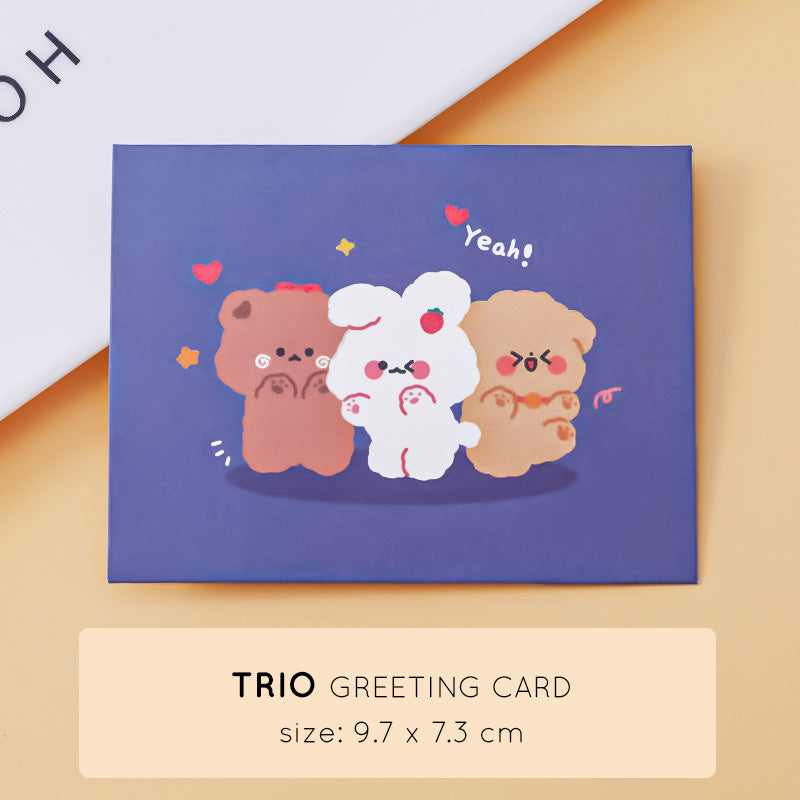 Kartu Ucapan Mini Lipat Greeting Card Karakter Lucu