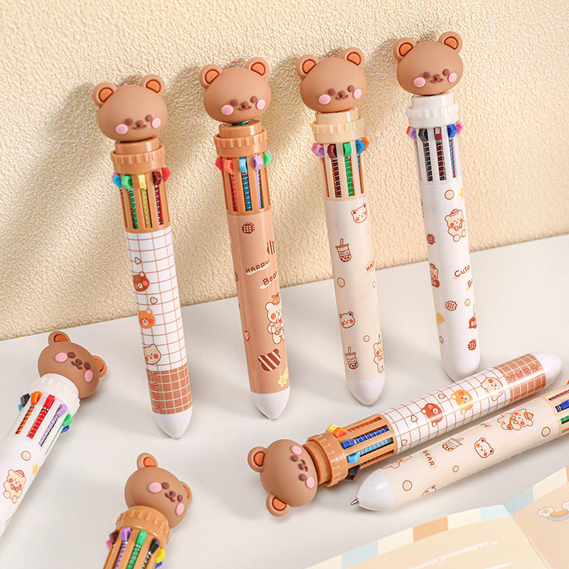 Bolpoin Pulpen Kombinasi 10 Warna Motif Karakter Kartun Lucu
