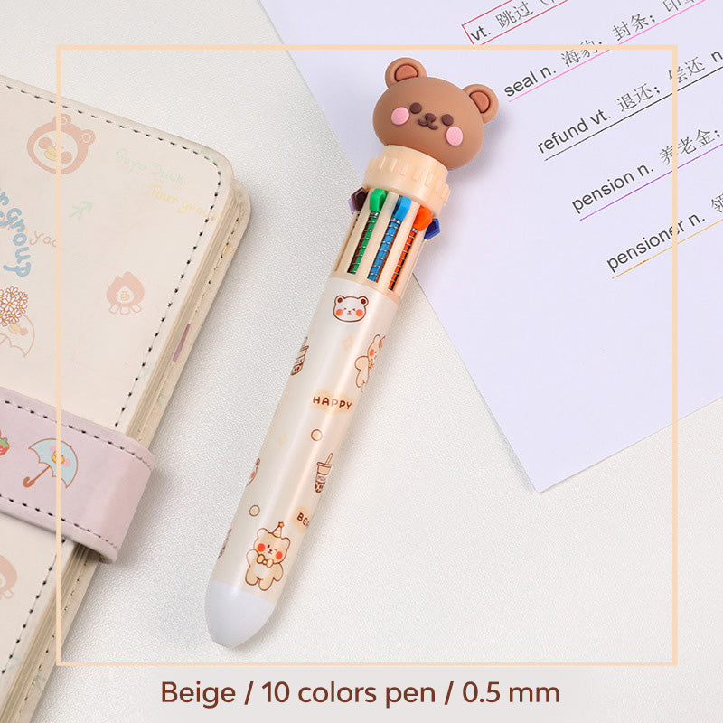 Bolpoin Pulpen Kombinasi 10 Warna Motif Karakter Kartun Lucu