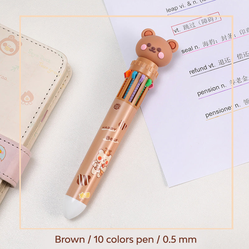 Bolpoin Pulpen Kombinasi 10 Warna Motif Karakter Kartun Lucu