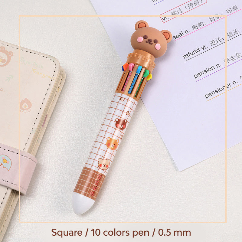 Bolpoin Pulpen Kombinasi 10 Warna Motif Karakter Kartun Lucu