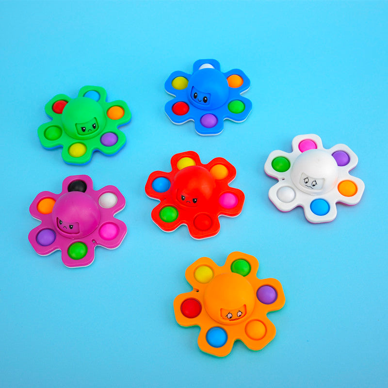 Mainan Gurita Fidget Spinner Pop It 3 Wajah Anti Stress