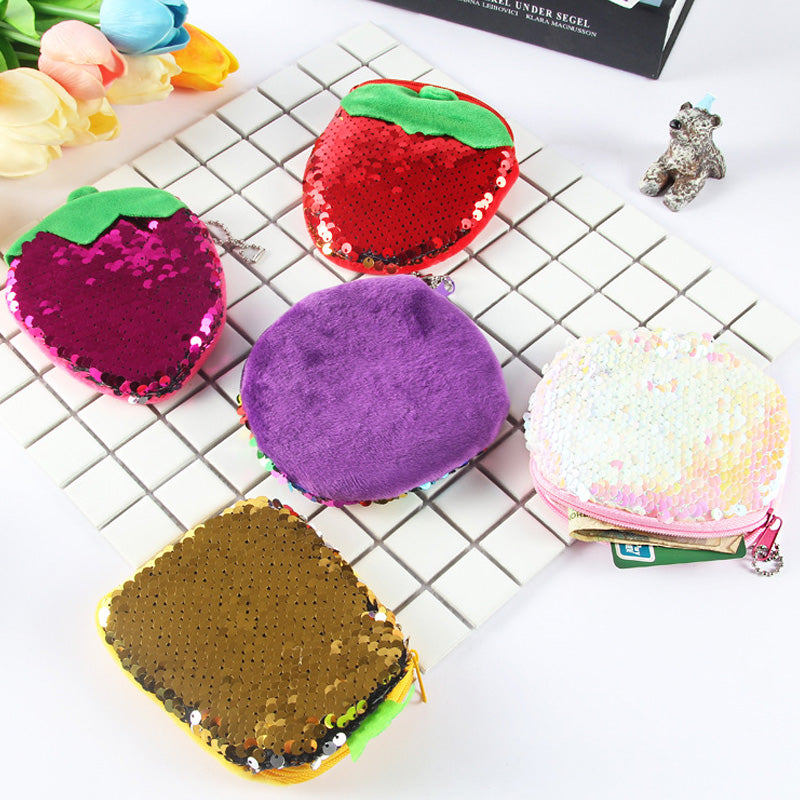 Gantungan Dompet Buah Buahan Sequins Flip Reversible
