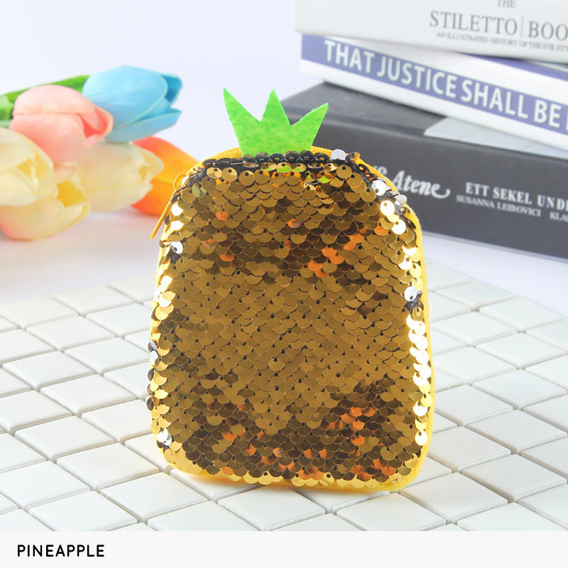 Gantungan Dompet Buah Buahan Sequins Flip Reversible