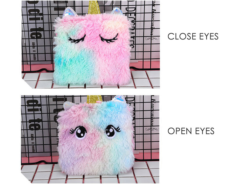 Tas Kecil Bulu Mata Unicorn Warna Pelangi