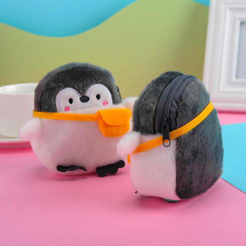 Dompet Kecil Koin Bulu Lembut Penguin Sekolah